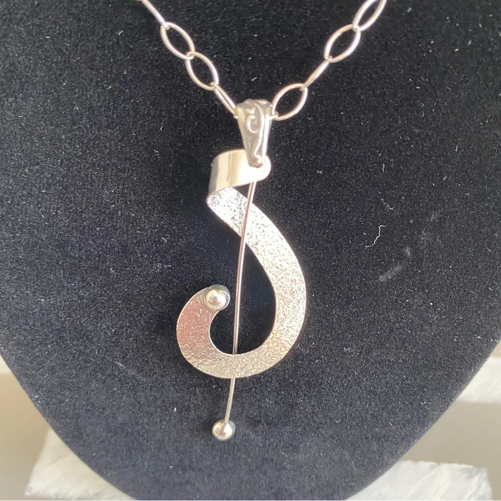 Vintage Modernist .925 Sterling Necklace - Picture 6 of 13